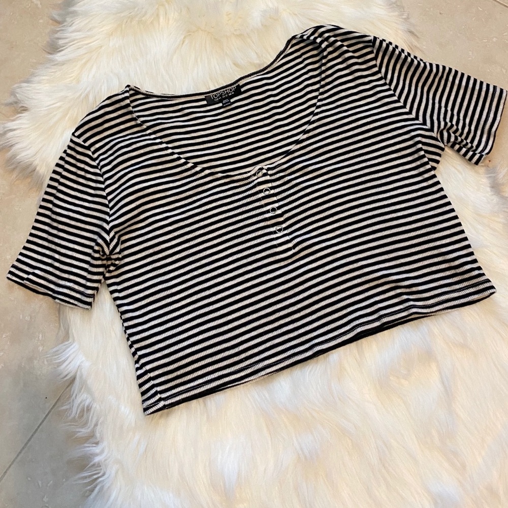 Topshop black & white striped crop top. US size 12
